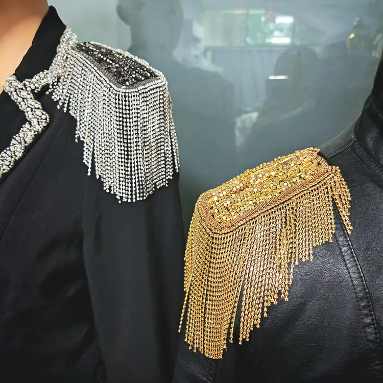 奢华时尚满钻肩饰金属流苏肩章个性男女肩膀装饰礼服diy配件