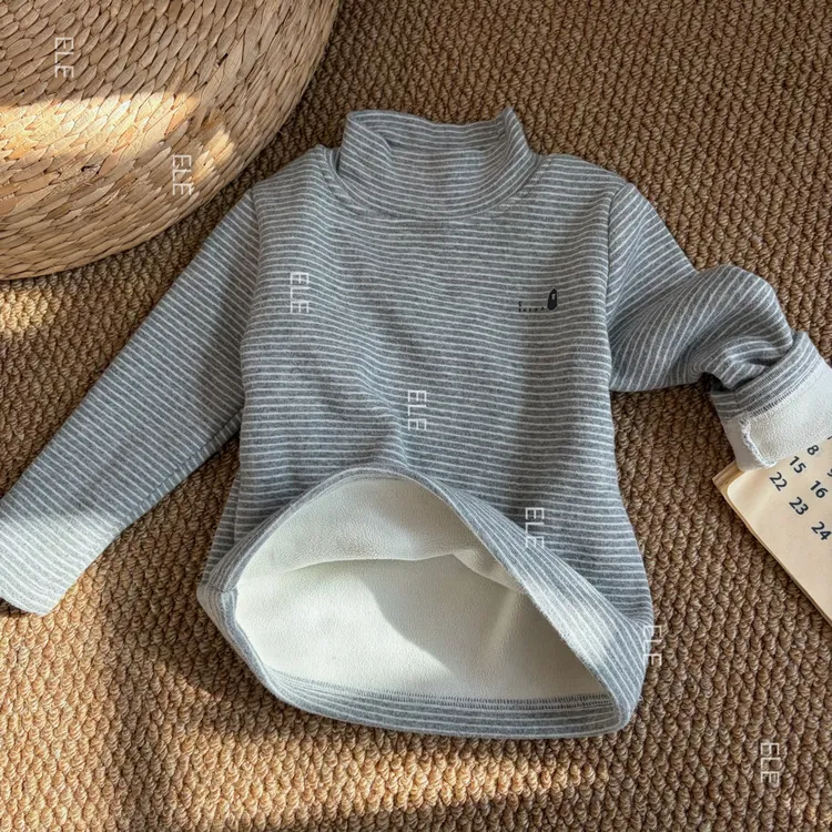 【衣乐】纯棉打底婴幼儿韩系男童加绒简约休闲百搭条纹打底宝宝内搭