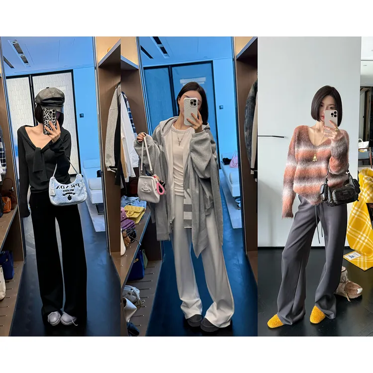 FORNI 长腿张力 莫代尔多色抽绳长裤显瘦直筒休闲宽松