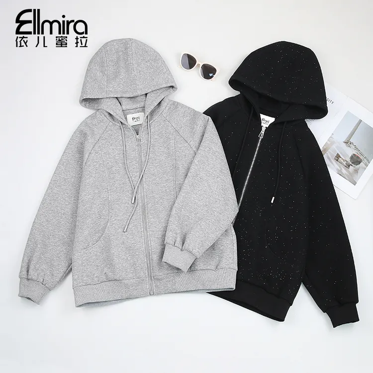 【燕宁】9432外套秋季新品连帽拉链开衫夹克上衣宽松休闲时尚潮流