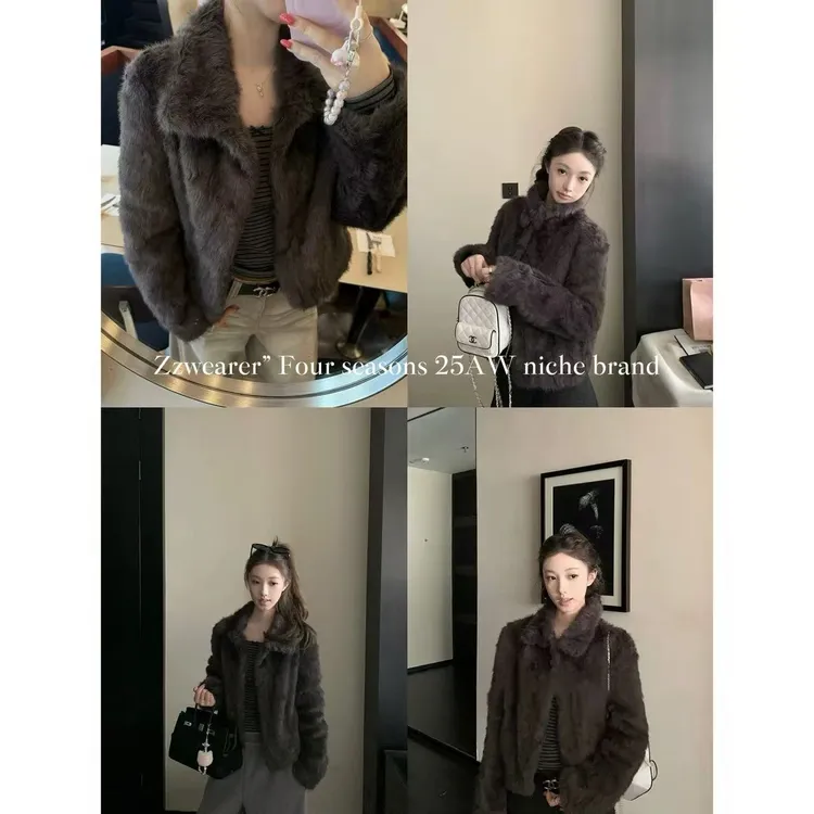 Zzwearer”25/AW“暖暖小湖羊”可翻领可立领环保毛外套女