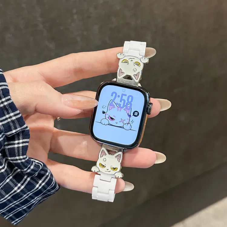 愤怒小猫陶瓷表带适用iwatch S11手表applewatch S10苹果手表百搭