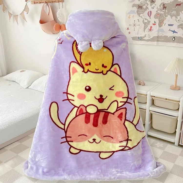 儿童毛毯冬季小学生午睡毯教室用男女宝宝外出保暖披风斗篷披肩