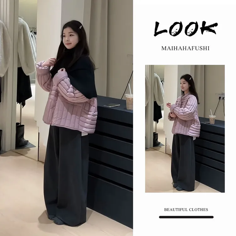 冬季一整套女装2025新款韩版洋气宽松棉服外套斗篷披肩阔腿裤套装