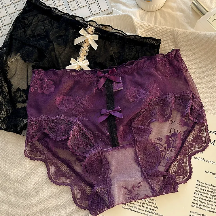 透气~中腰法式性感纯欲蕾丝女士成熟内裤纯棉10A抑菌档三角裤女