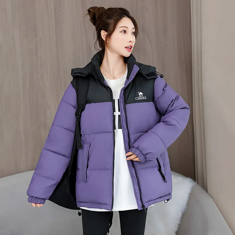 时尚防寒保暖女士棉服2025冬季新款休闲宽松百搭拼接棉袄女棉衣女