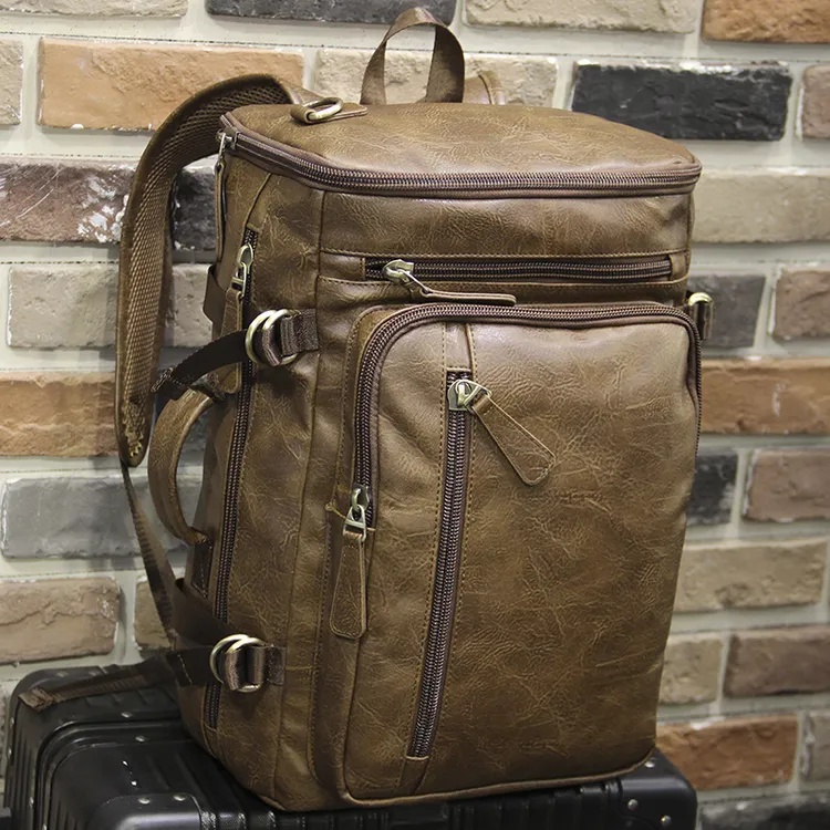 韩版双肩包复古多功能单肩斜挎包男士双肩背包大学生登山包电脑包