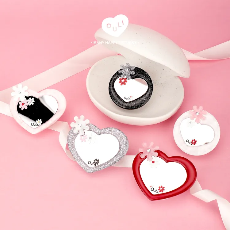 【心动的形状】OuliOuli心形镜子闪粉气囊手机支架磁吸可爱风小众