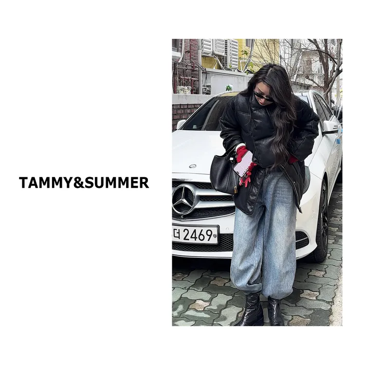 【Tammy&Summer】复古时尚百搭水洗做旧休闲牛仔裤阔腿直筒裤81105