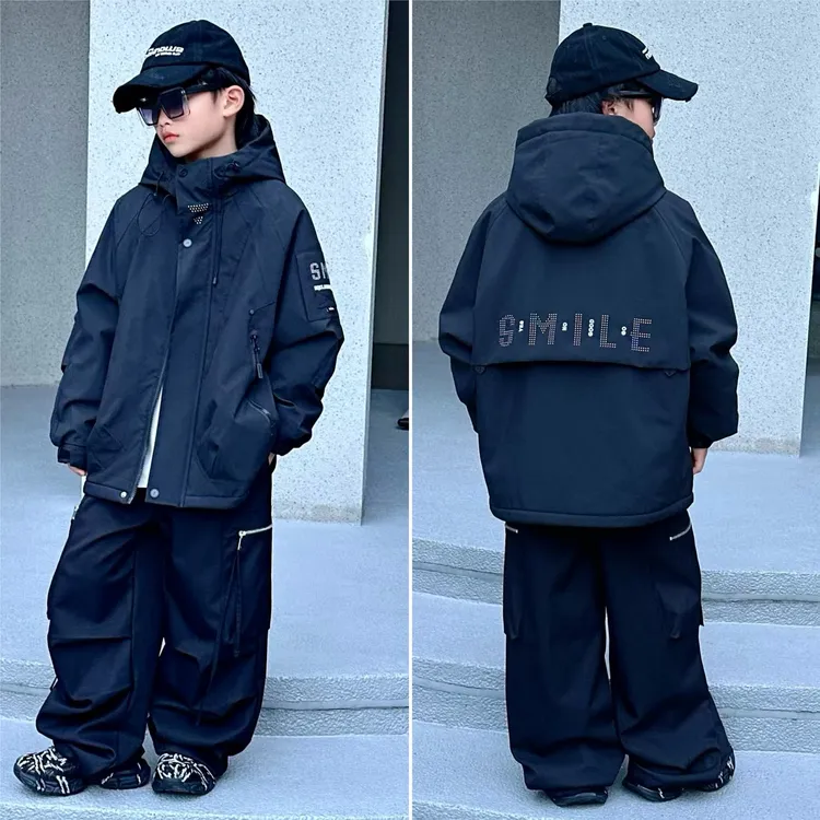 【嘟妈童装】2025男童冬季加棉加厚户外冲锋衣中大童拉链衫外套6012