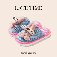 latetime棉拖鞋女款秋冬季室内居家用防滑保暖卡通小狗玩偶地板拖