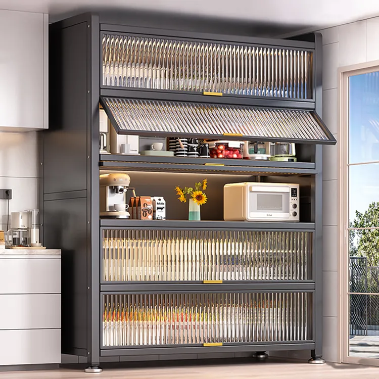 多功能置物架落地多层收纳柜微波炉架子家用靠墙橱柜储物柜子碗柜