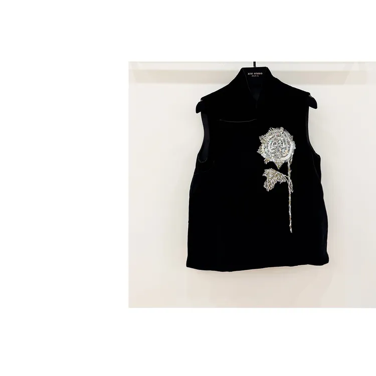JIAYE CHAN重工刺绣提花无袖马甲背心