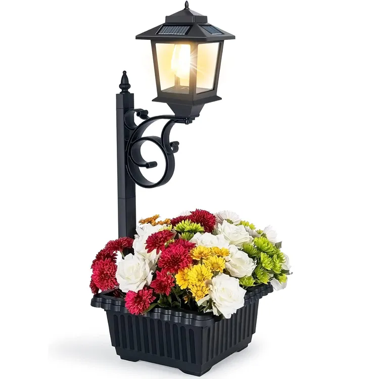 户外阳台太阳能发光花盆灯庭院民宿装饰盆栽灯LED草坪花园景观灯