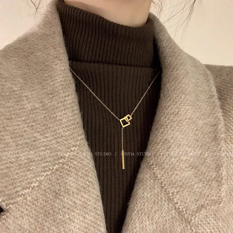 钛钢项链 毛衣项链女轻奢小众春秋冬ins毛衣链高级感2025新款精致