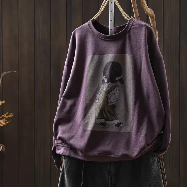 卫衣女2025新款爆款小个子秋季女孩印花减龄文艺宽松百搭长袖上衣