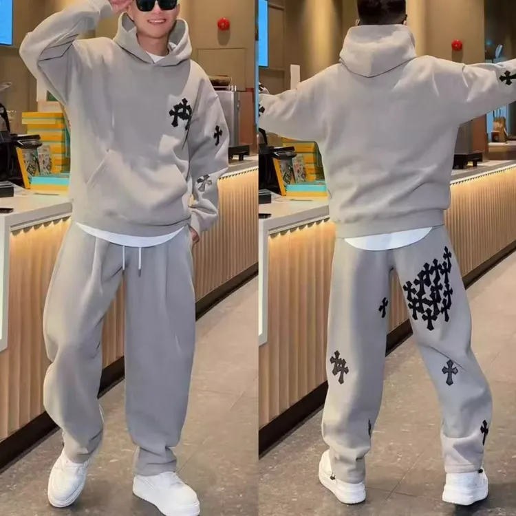 秋季新款男士休闲套装潮牌连帽卫衣潮流百搭垂感休闲裤一整套搭配