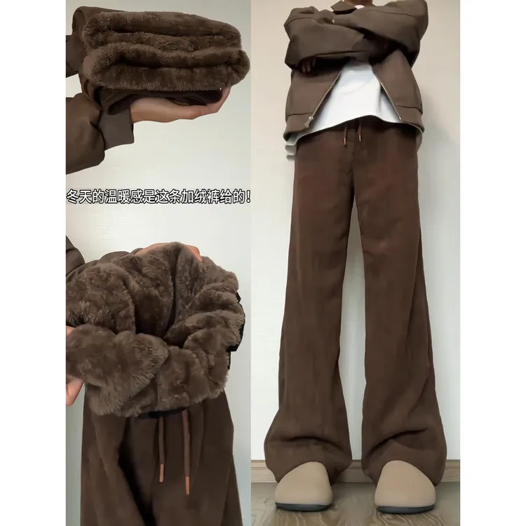 漠河东北抗寒羊羔绒棉裤冬季男款慵懒松弛感卫裤重磅灯芯绒阔腿裤