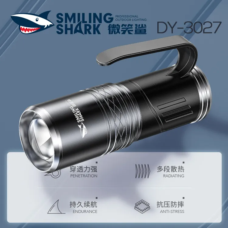 户外双光源手提灯旋转调焦四色光源钓鱼灯强光带电显手电