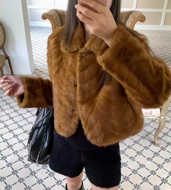 Miss TuTu【金叶貂】韩系高级感外套女冬季新款皮毛一体25157