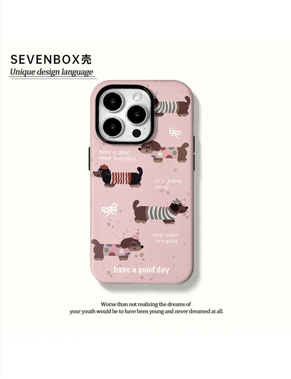 泼墨腊肠狗适用苹果17promax小米oppo华为vivo一加红米荣耀手机壳