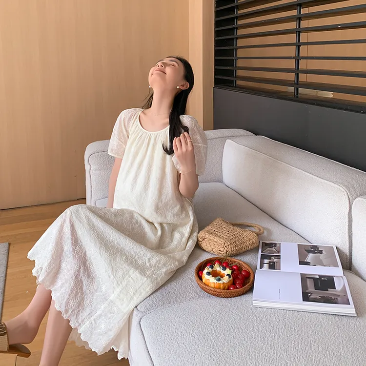 ZMA孕妇装【满刺绣连衣裙】莱赛尔天丝孕妇裙新款夏季高级不撞款
