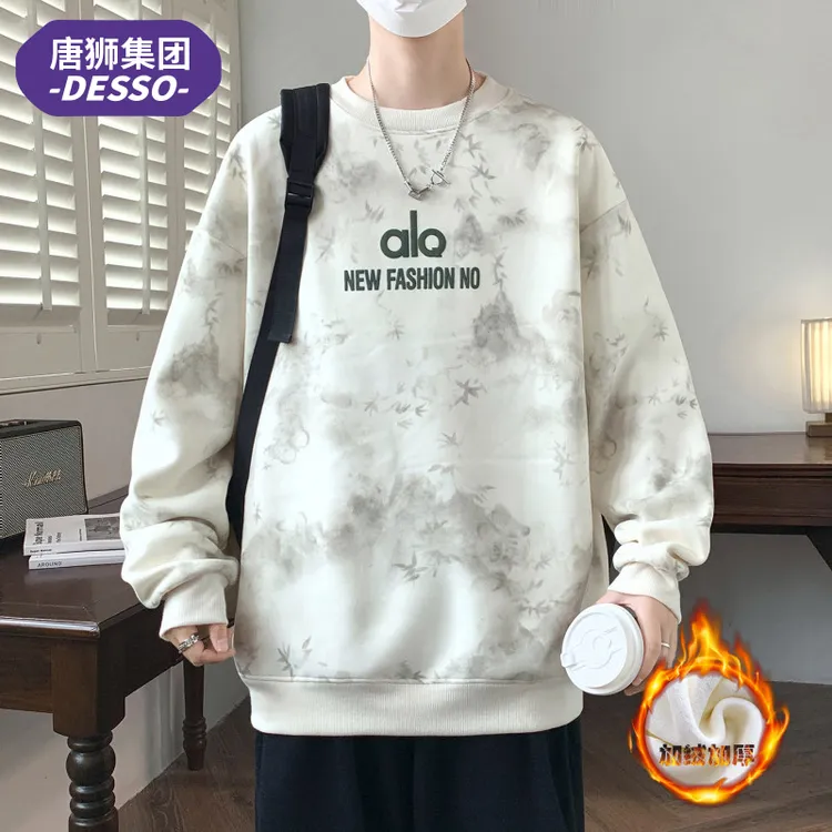 唐狮集团DESSO青少年加绒圆领卫衣男秋冬高级感宽松提花学生上衣