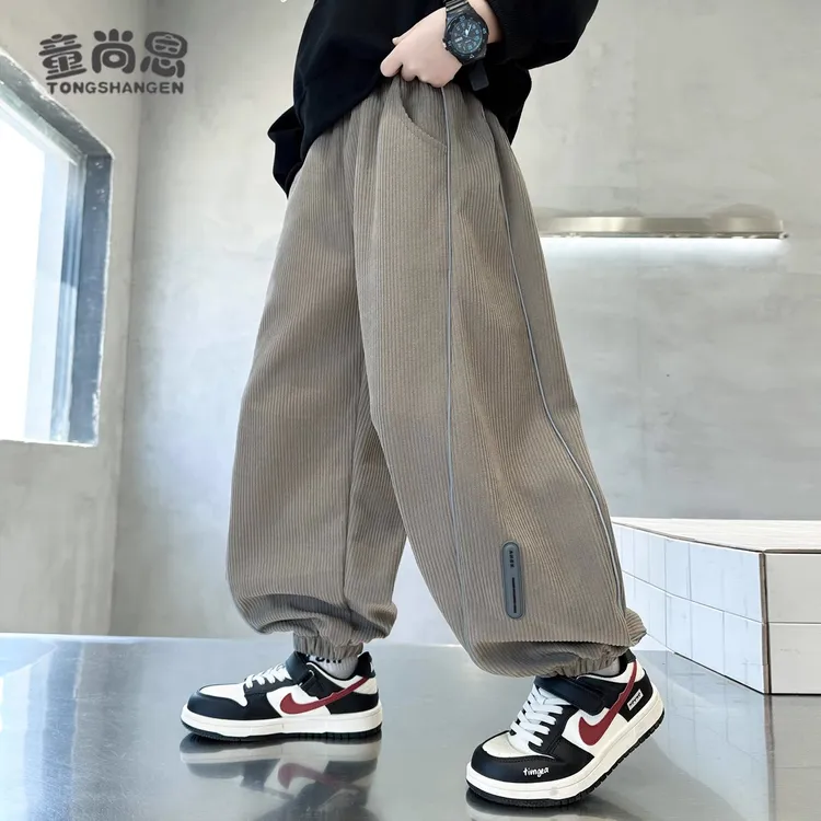 男童裤子春秋款2025新款儿童休闲裤大童帅气长裤宽松男孩秋冬加绒