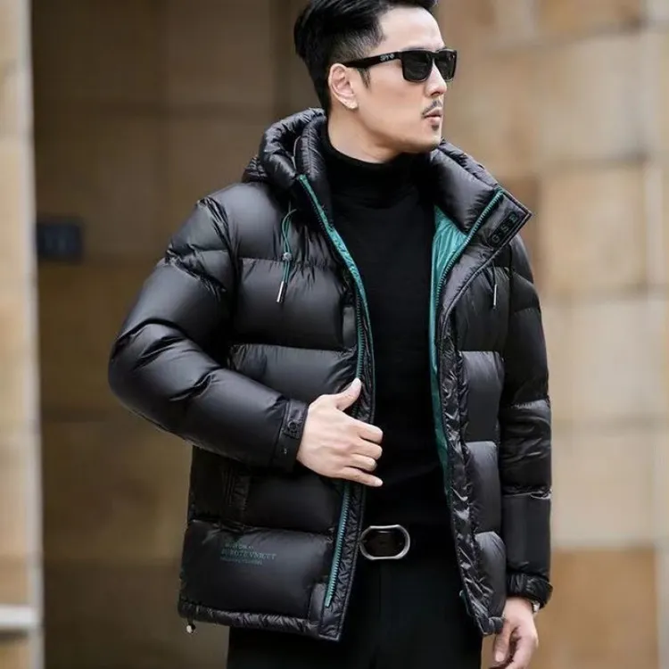男士羽绒服短款新品连帽男士冬季加厚时尚免洗外套鸭绒简约休闲