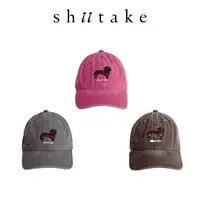 Shiitake 刺绣小狗棒球帽可调节美式复古时髦街头