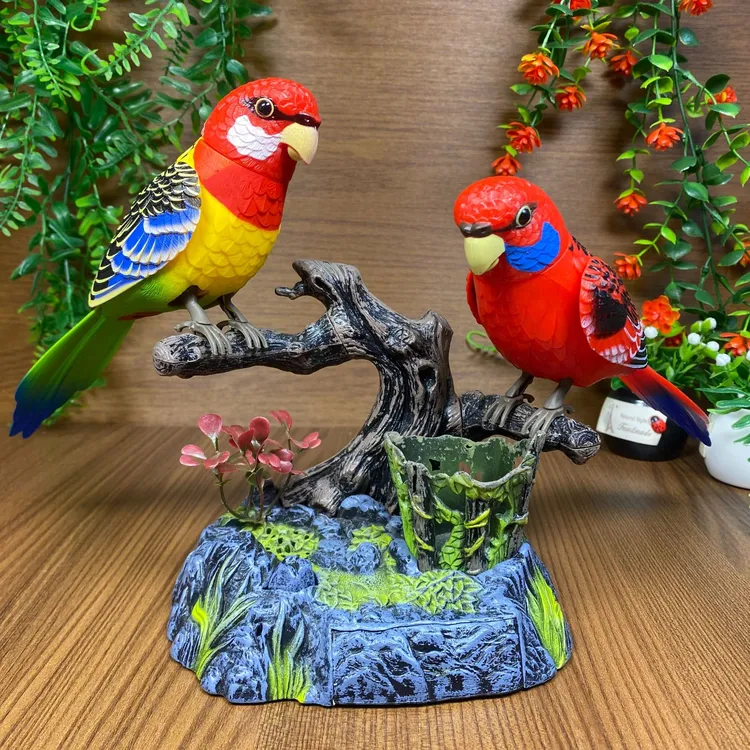 2025新款仿真鹦鹉电动感应小鸟能动能叫儿童玩具老人解闷摆件