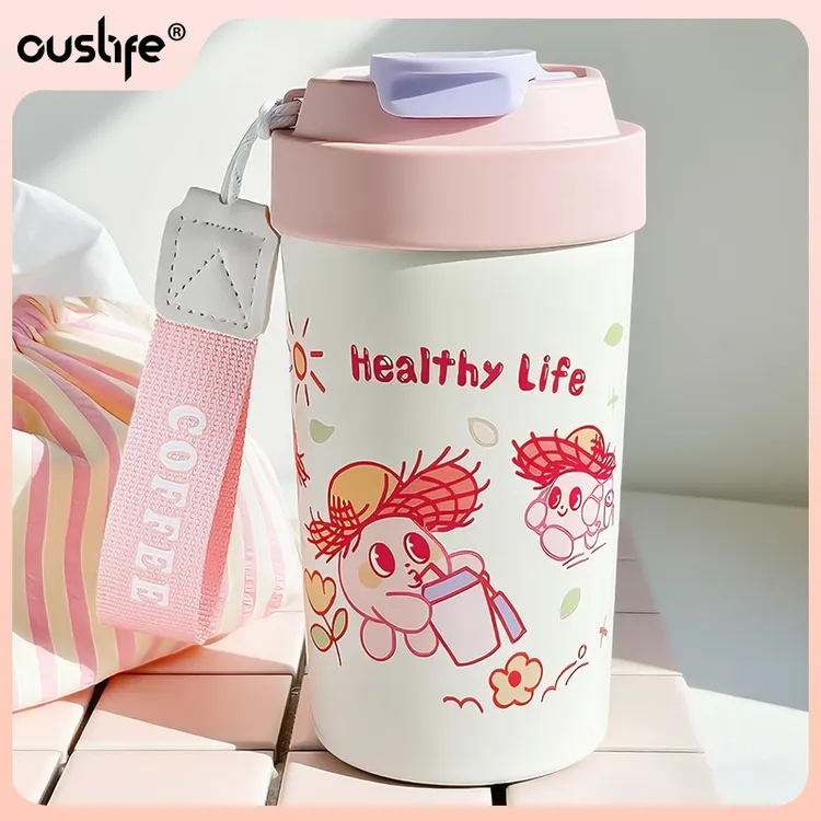 保温杯女大容量316不锈钢杯子可爱儿童水杯便携车载高颜值咖啡杯