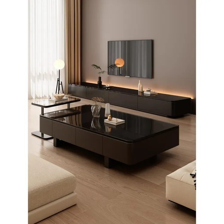 意式客厅家用可移动实木小茶几桌现代轻奢高级感小户型沙发边几柜