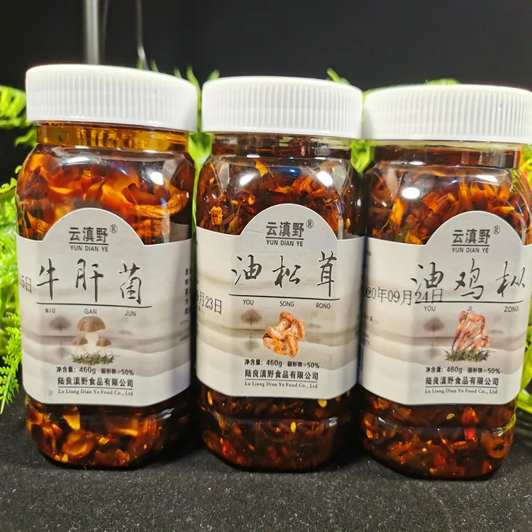 J云南特产即食油鸡枞菌松茸菌牛肝菌香菇酱拌饭开盖即食460*3瓶发