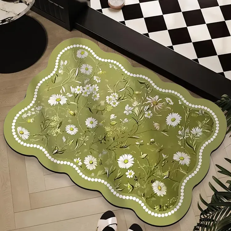 无品牌花朵造型浴室吸水防滑地垫卫生间门口家用卫浴地毯