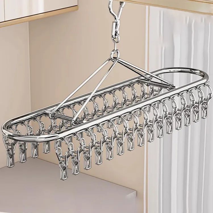 袜子晾晒架多夹子不锈钢阳台挂凉内衣架子多功能晾衣架晒袜子神器