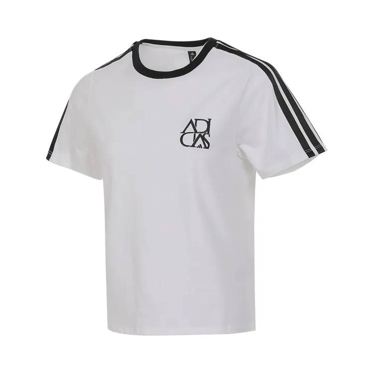 adidas阿迪达斯2025女子DANCE TEE2针织无领短T恤JY7627