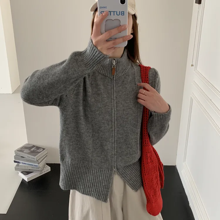 3447【鱼骨线】软糯慵懒温柔风高级感针织毛衣开衫外套百搭时尚