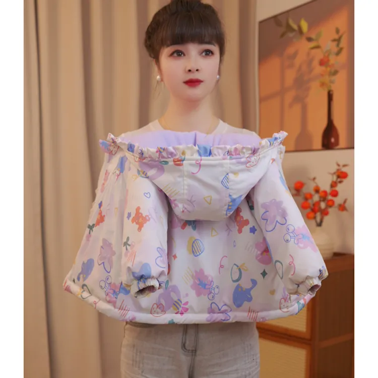 女童冬款2025新款洋气宝宝连帽上衣小童棉袄加绒加厚儿童冲锋衣