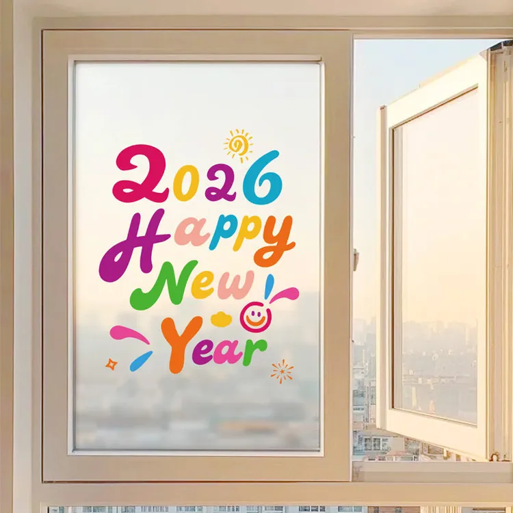 2026新年氛围布置过年春节窗贴卡通风窗花商场橱窗玻璃静电装饰贴