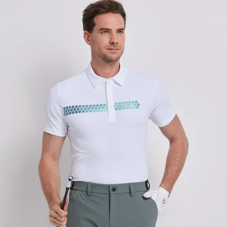 新款高尔夫短袖T恤男装印花上衣夏季高尔夫服装男冰感速干polo衫