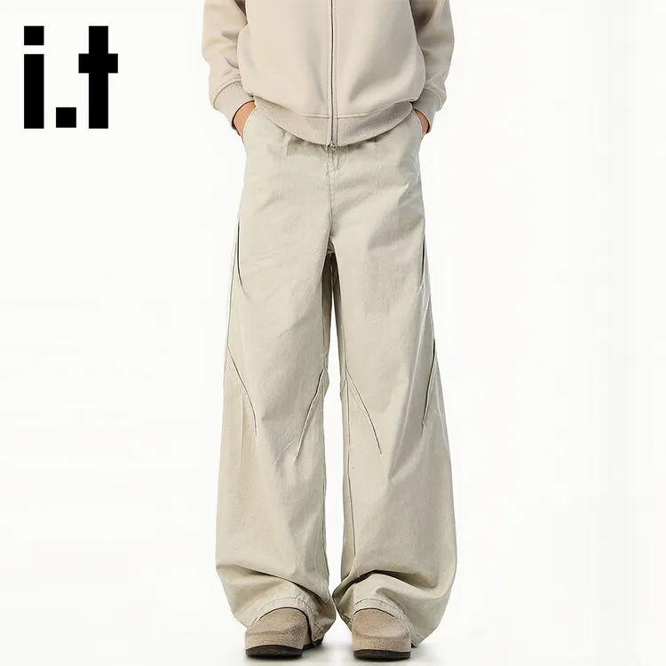 it:CHOCOOLATE美式潮牌褶皱设计感休闲阔腿裤2025秋冬新款百搭裤