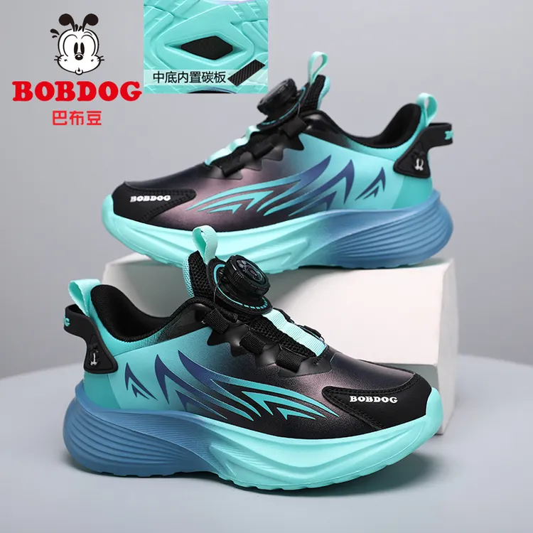 巴布豆男童运动鞋2025新款秋冬季皮面防水儿童小学生中大童跑步鞋