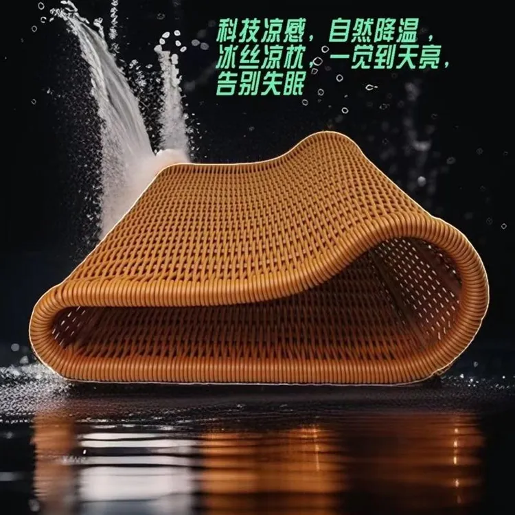 护颈椎中空透气枕头手工彷藤编织偏硬空心午休靠枕家用中式可水洗