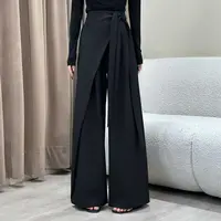 【像素晚风】不规则绑带设计感直筒休闲裤女2025秋季新款拖地裤8678