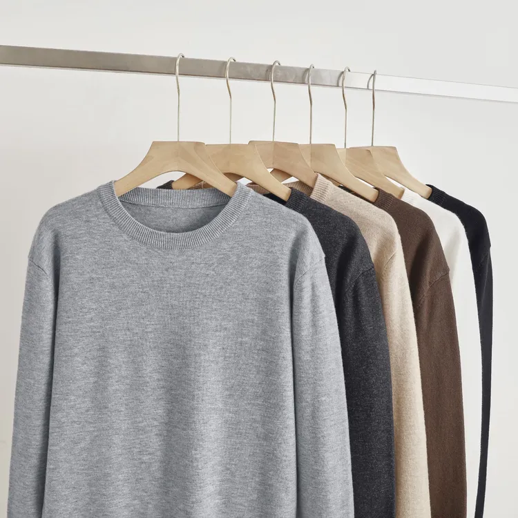 男士毛衣针织打底衫圆领保暖亲肤简约百搭纯色毛衣针织打底衫男士
