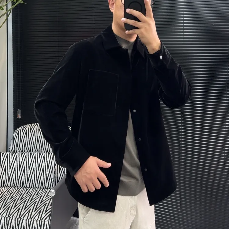 【爆款】帝罗依男士丝绒夹克71303设计师新款高端丝绒翻领休闲 夹克