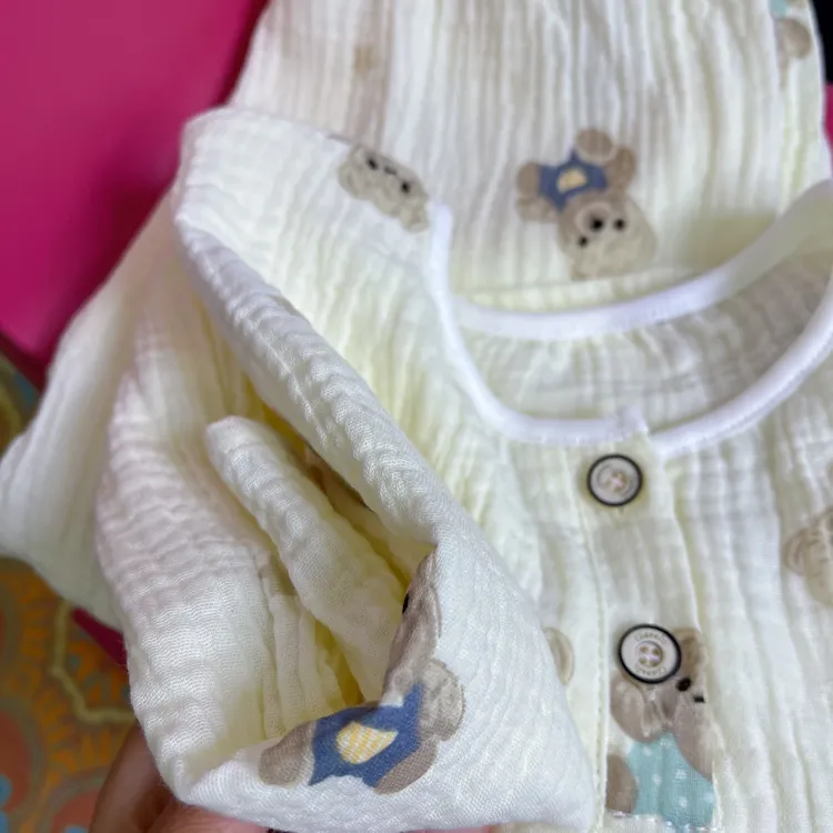 儿童睡衣秋季纯棉家居服男女童绵绸纱布套装秋冬款中大童宝宝衣服