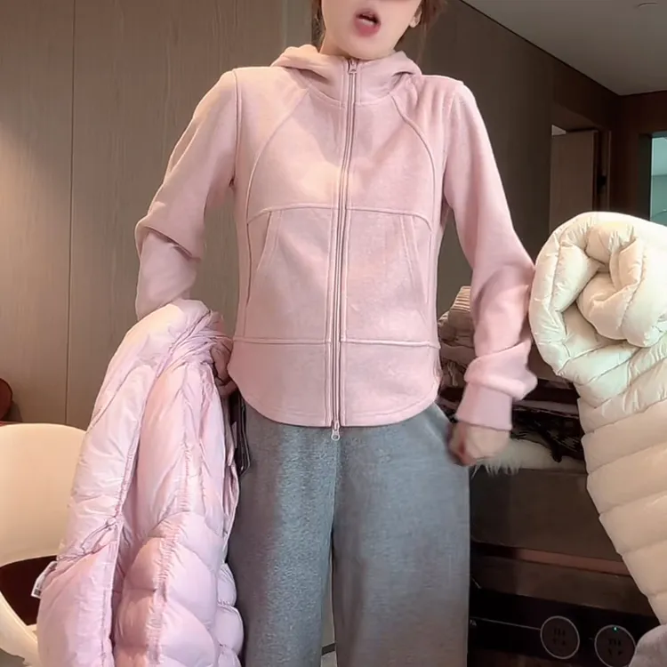 【软糯奶糕】加绒加厚保暖舒适连帽显瘦卫衣外套女秋冬纯色长袖上衣