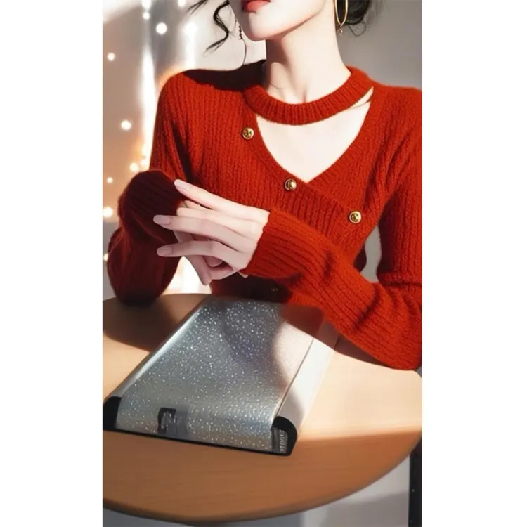 圣诞红色氛围感打底衫毛衣2024年秋冬新款冬季内搭针织衫上衣女装